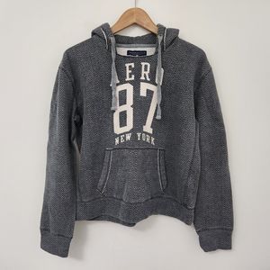 AEROPOSTALE Women's Gray Houndstooth Hooded Sweatshirt Hoodie Size L